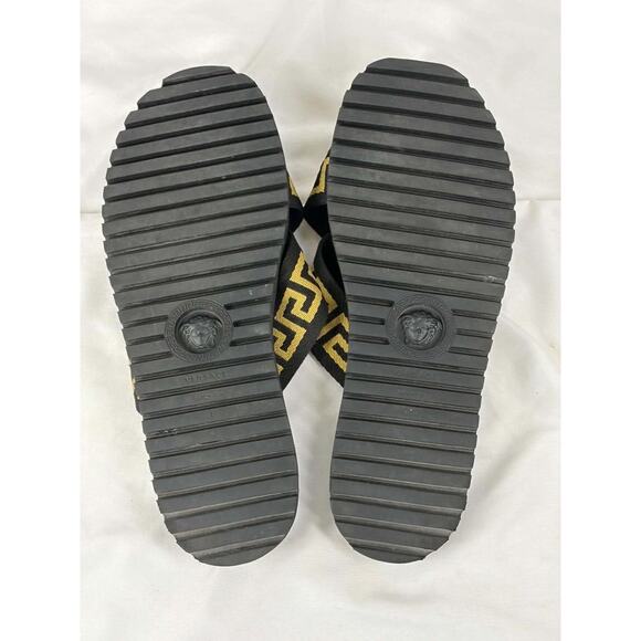 VERSACE BLACK NASTRO GRECA CROSS STRAP SANDALS US 14 SPB JA-367275 main image 10